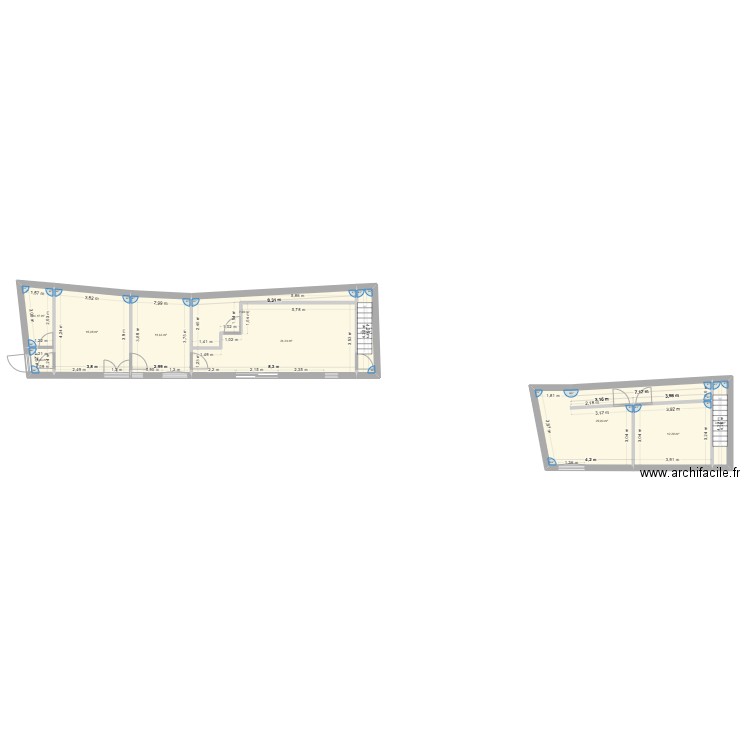 RDC gîte. Plan de 10 pièces et 105 m2