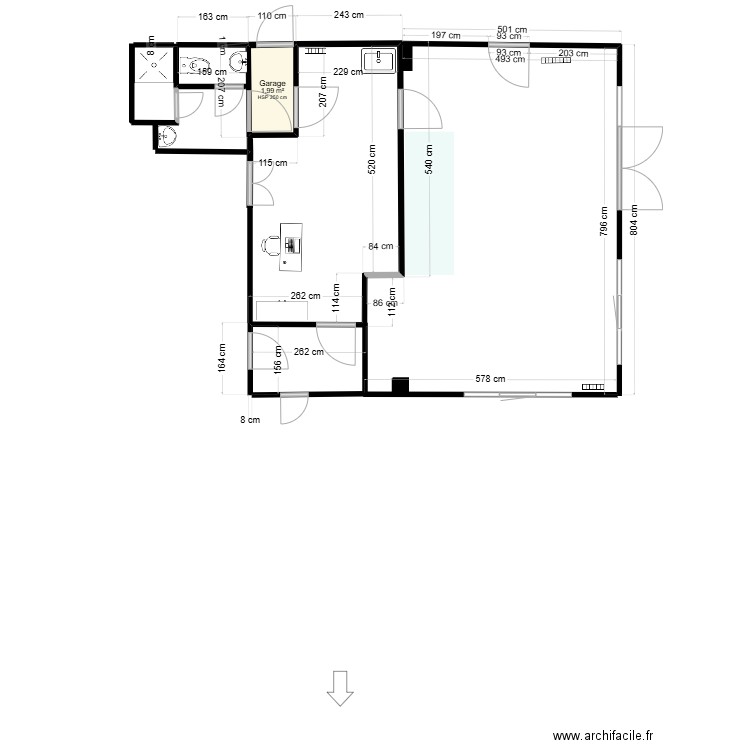 atelier. Plan de 1 pièce et 2 m2