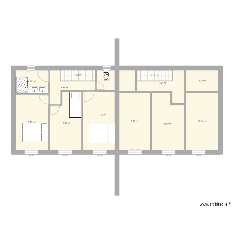 SCI SECHOIR. Plan de 19 pièces et 169 m2