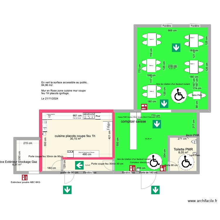 burger and grill plan d'implatation 2.1. Plan de 6 pièces et 135 m2