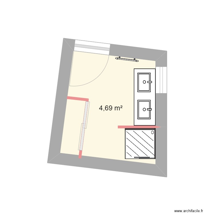 sdb projet. Plan de 1 pièce et 5 m2