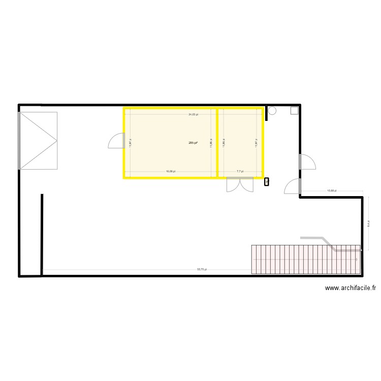 Shop Labo garage. Plan de 2 pièces et 27 m2