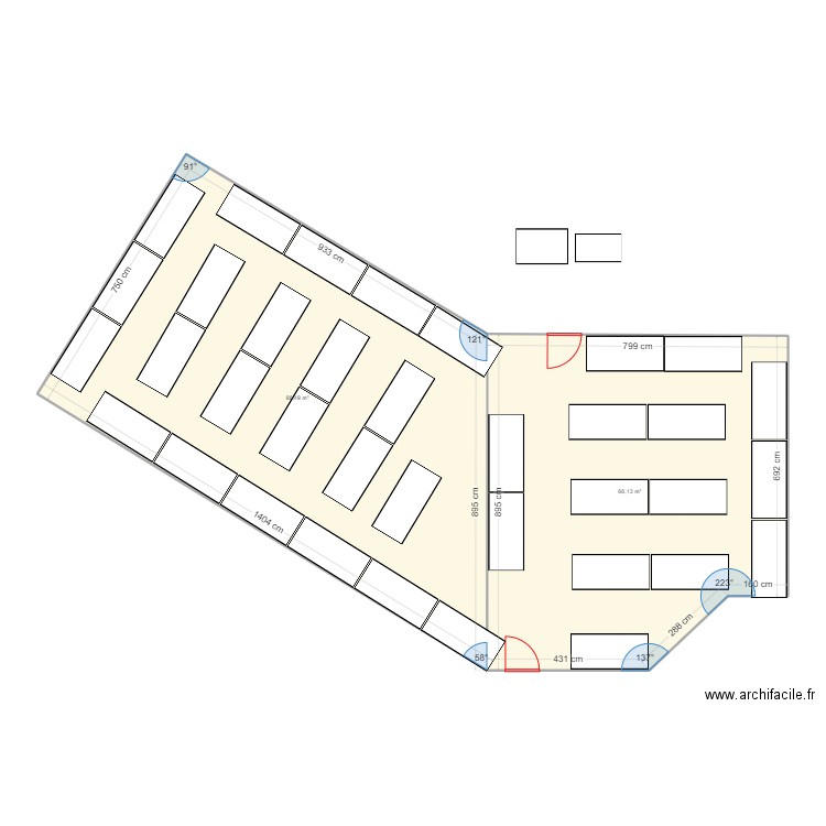 Aménagement salle logistique. Plan de 2 pièces et 155 m2