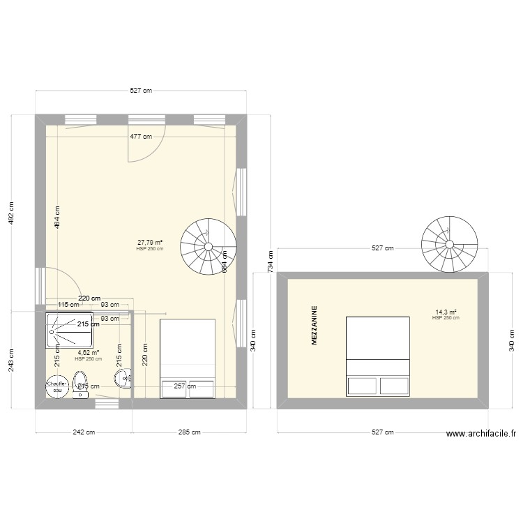 couvain 2. Plan de 3 pièces et 47 m2