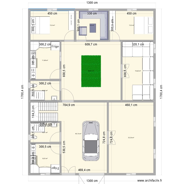 Assif Ibodrarnee. Plan de 11 pièces et 199 m2