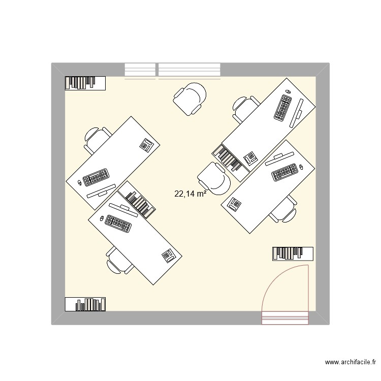 H104 alignés. Plan de 1 pièce et 22 m2