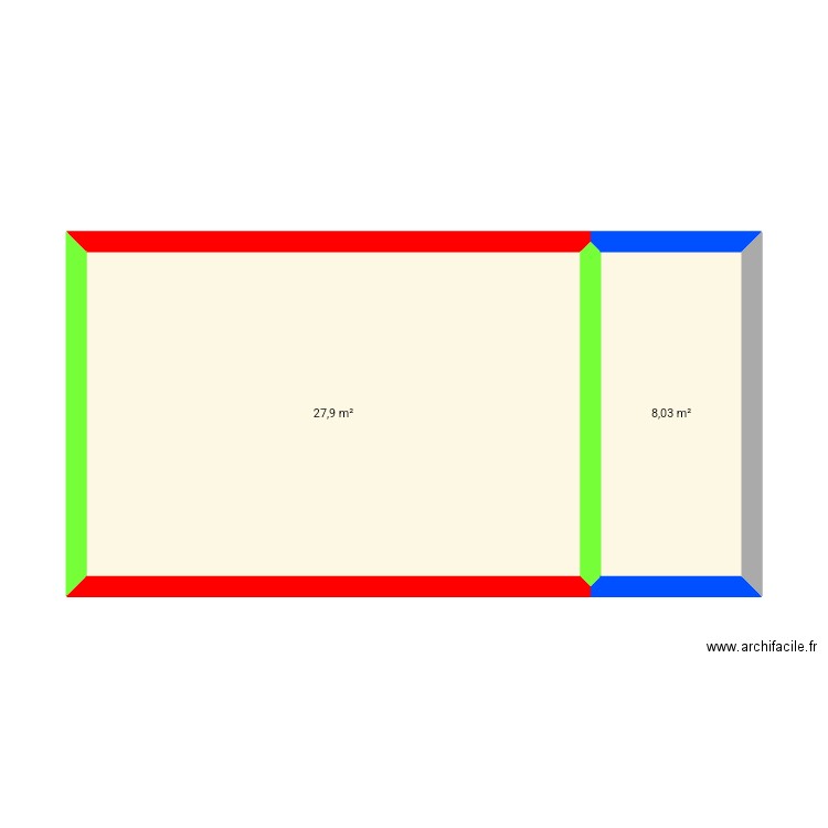 Plant. Plan de 2 pièces et 36 m2