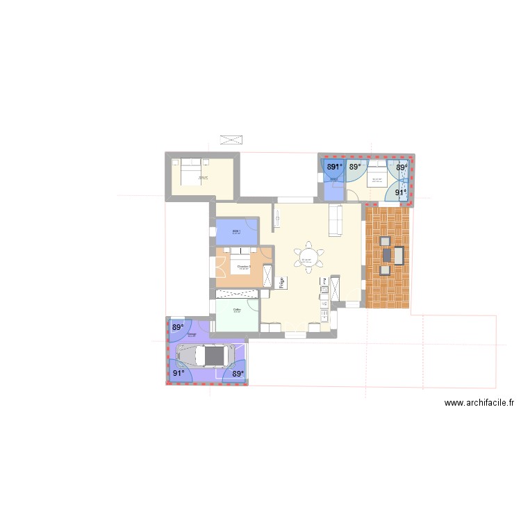 Maison Hortensias v3. Plan de 8 pièces et 130 m2