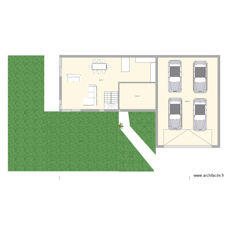 PAPAYAGO. Plan de 4 pièces et 260 m2