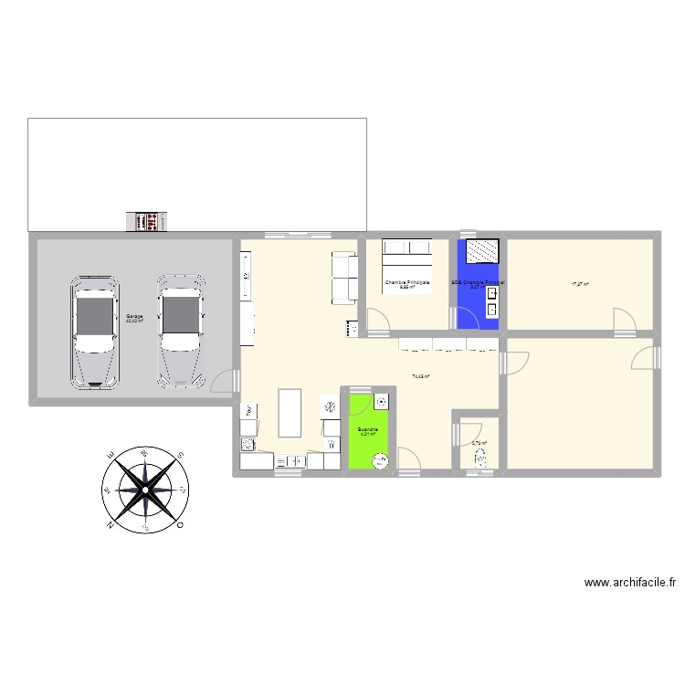 test plan. Plan de 7 pièces et 154 m2