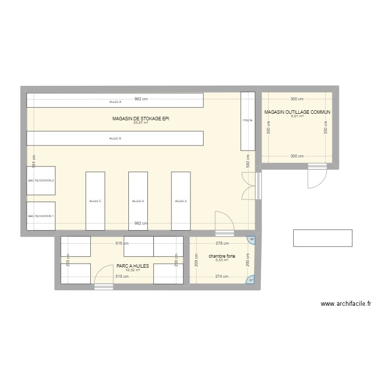 MAGASIN EPI. Plan de 4 pièces et 81 m2