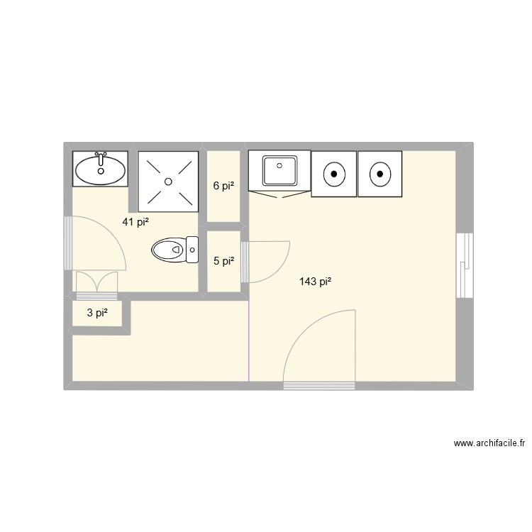 252 lafontaine . Plan de 5 pièces et 18 m2