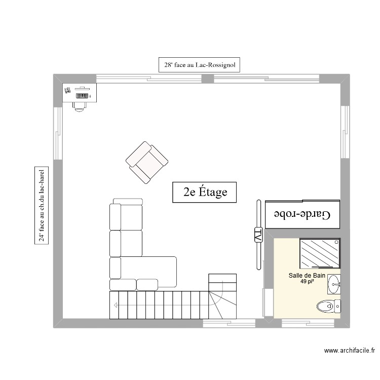 Étage 2e. Plan de 1 pièce et 5 m2