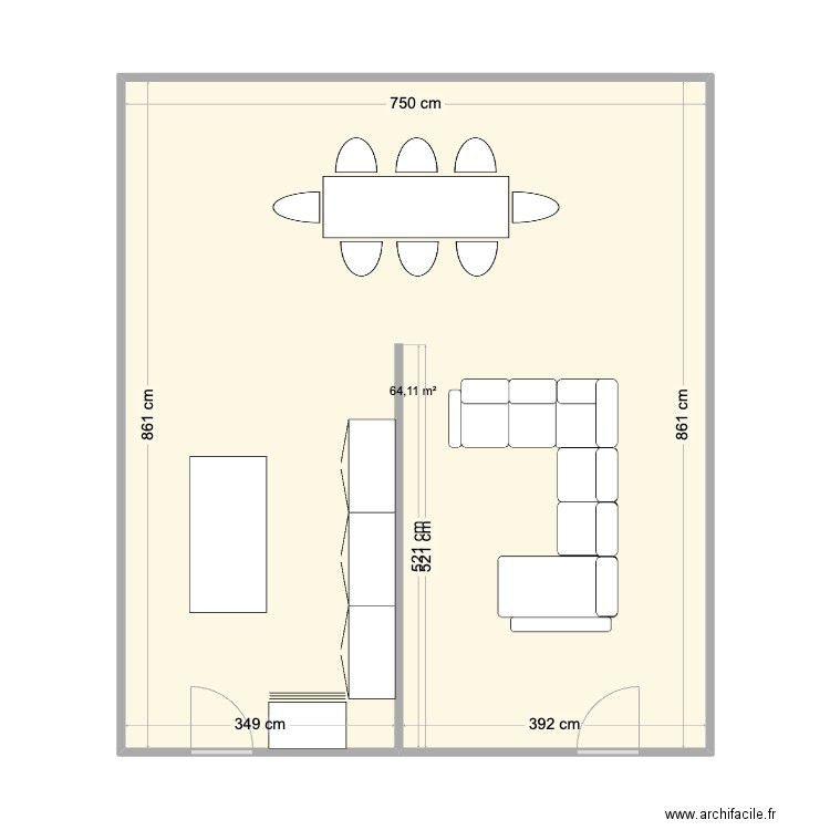 chee_bx_325_extension. Plan de 1 pièce et 64 m2