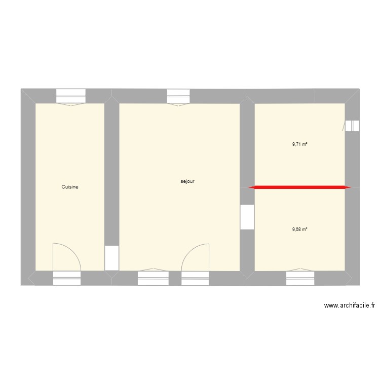 mesure etage. Plan de 4 pièces et 61 m2