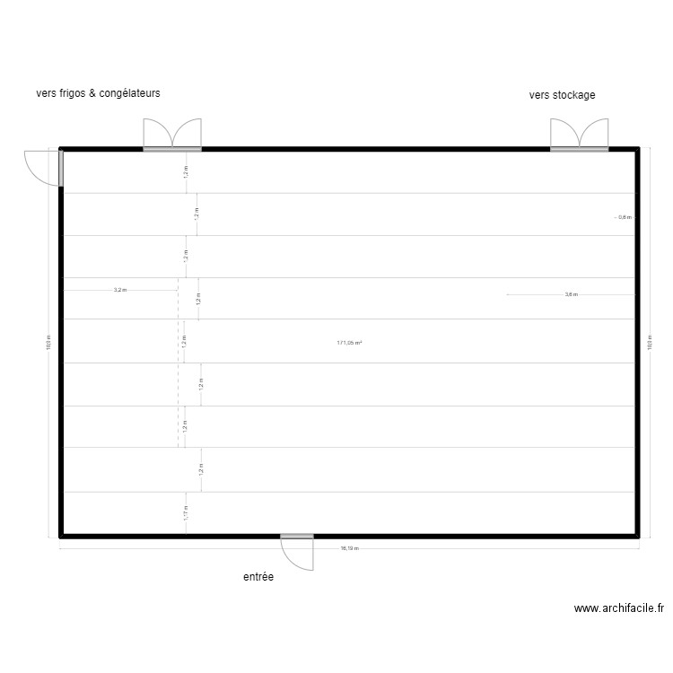 Cavaillon  distribution & acceuil faux-plafond. Plan de 1 pièce et 171 m2