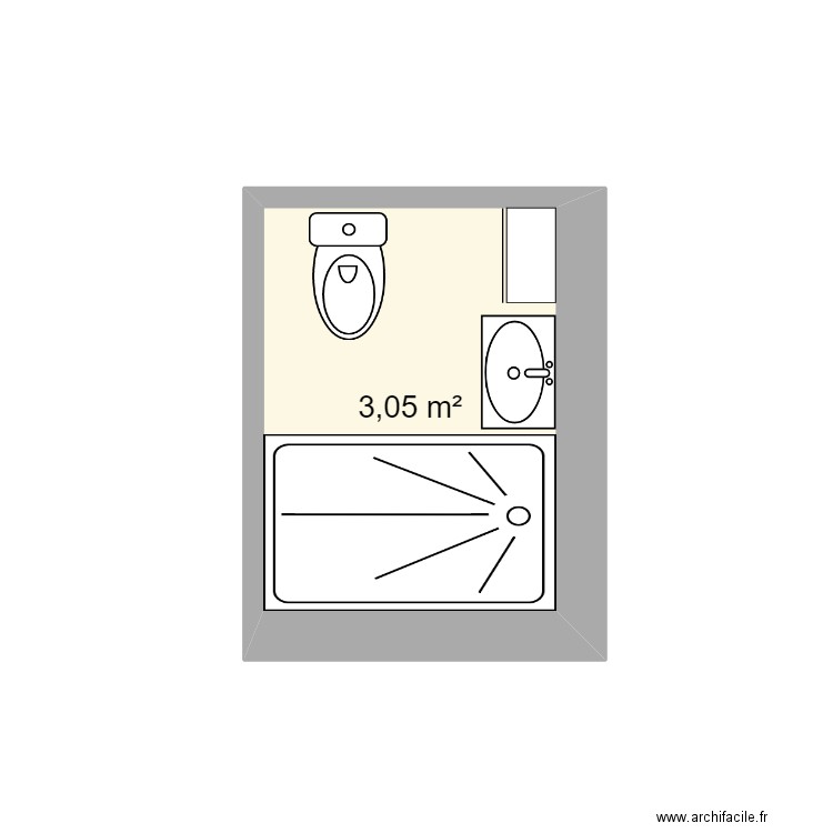 Salle d'eau Emeline. Plan de 1 pièce et 3 m2