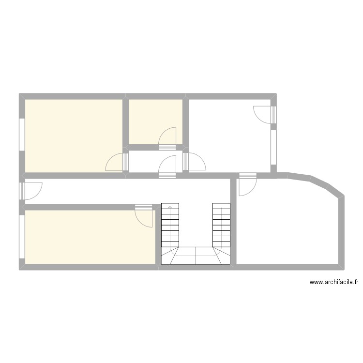 Rez de chaussée . Plan de 3 pièces et 35 m2