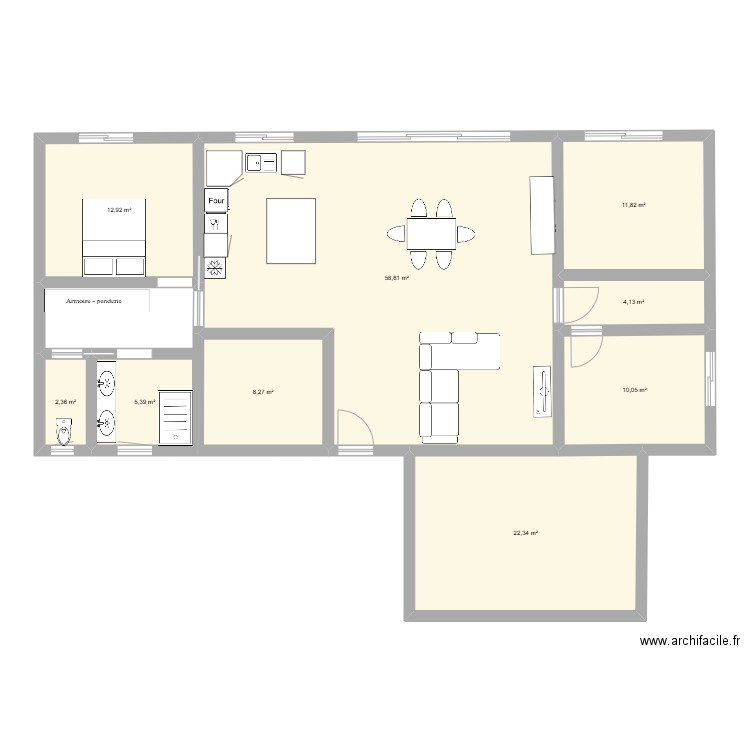 plan 1. Plan de 9 pièces et 136 m2