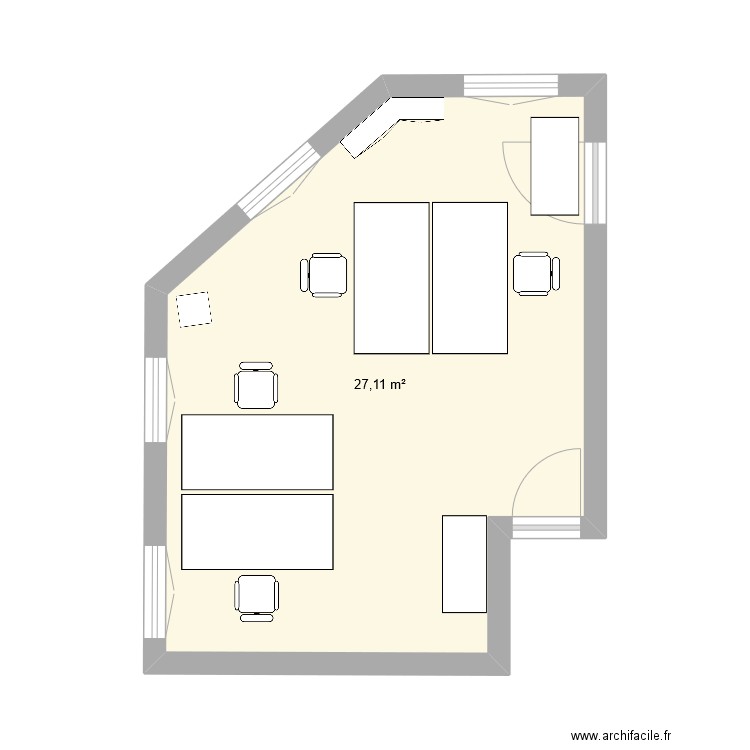 Bureau v3. Plan de 1 pièce et 27 m2