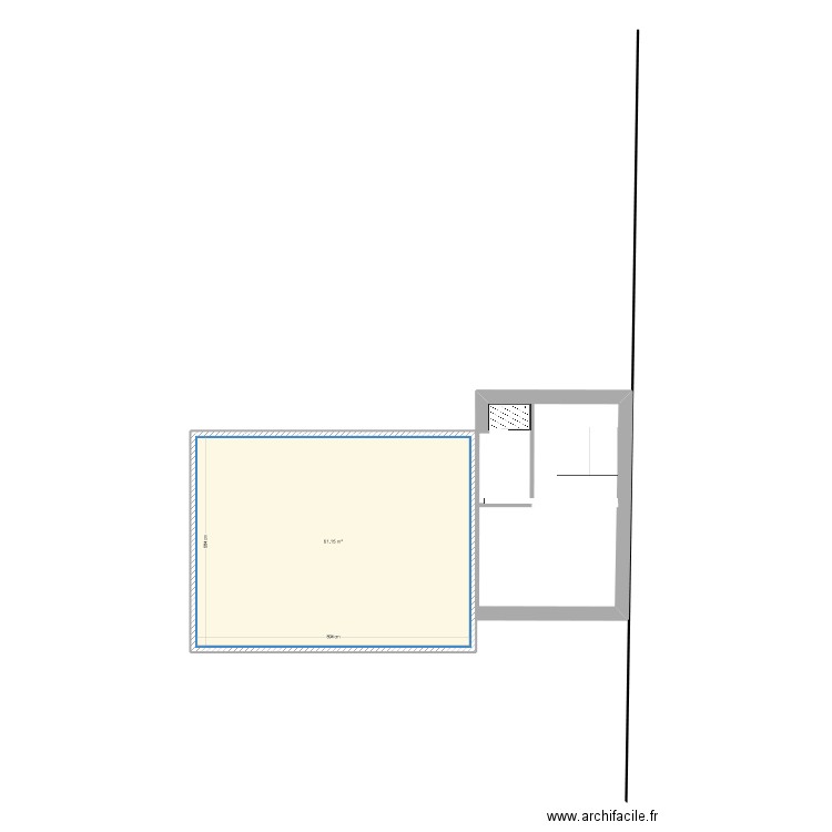 Extension PSM. Plan de 1 pièce et 61 m2