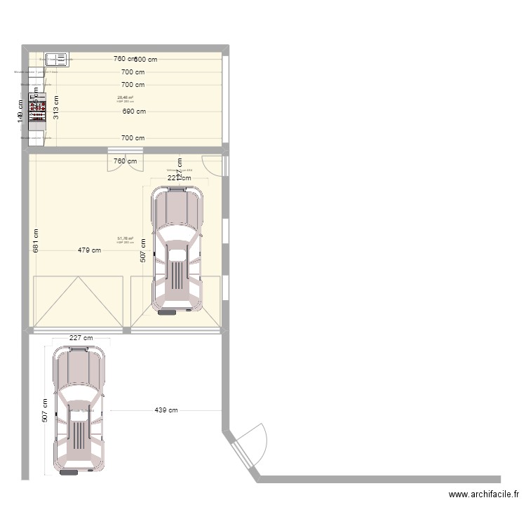 essai. Plan de 2 pièces et 80 m2