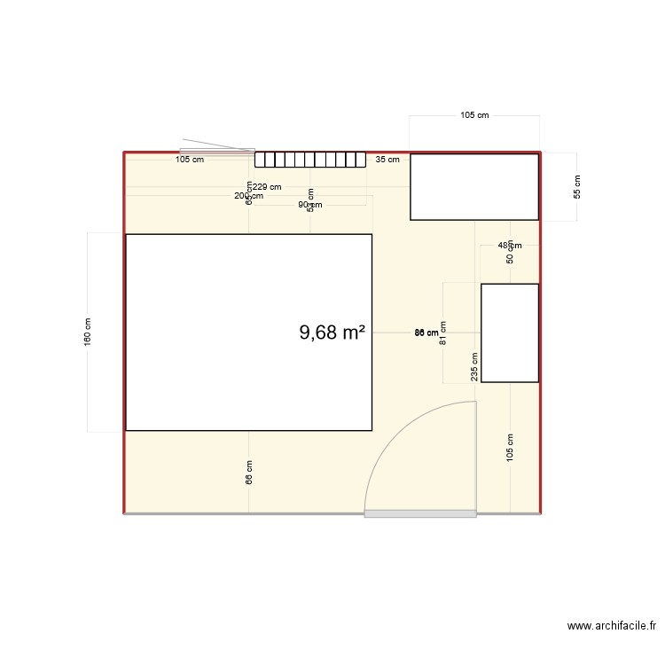 chambre 3. Plan de 1 pièce et 10 m2