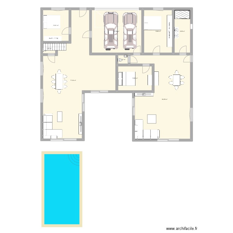 Maison bifamille. Plan de 9 pièces et 202 m2