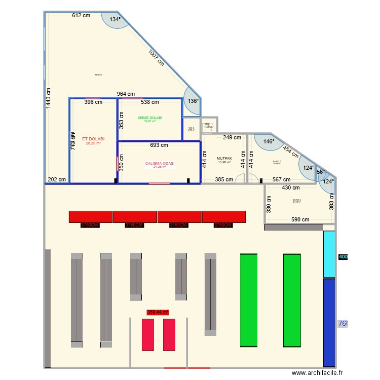 SUPER FRAIS . Plan de 10 pièces et 577 m2