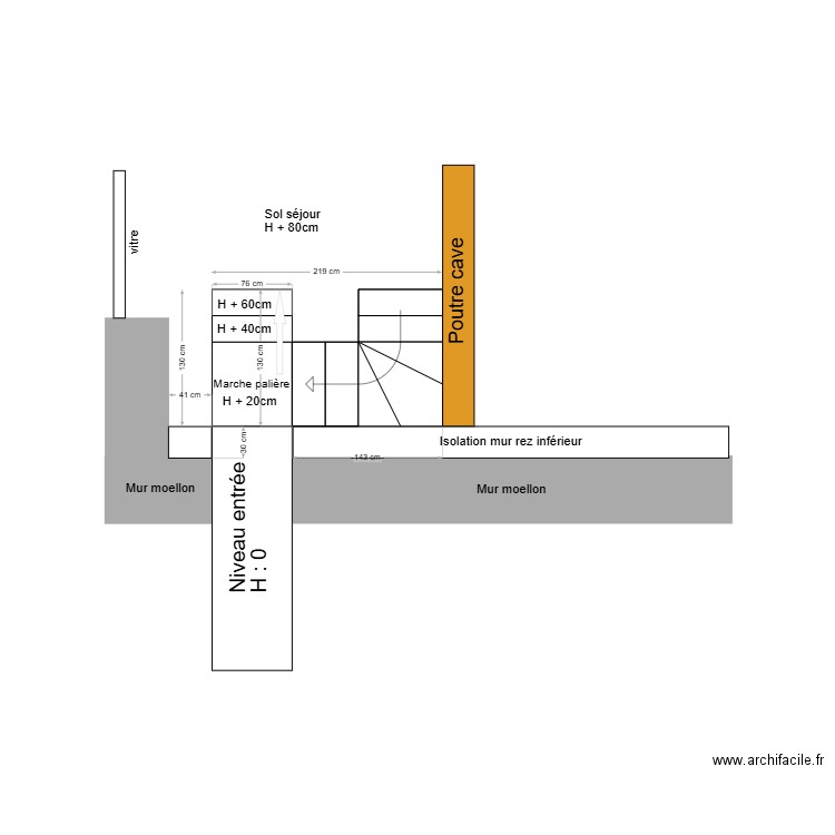 escalier planch. Plan de 0 pièce et 0 m2