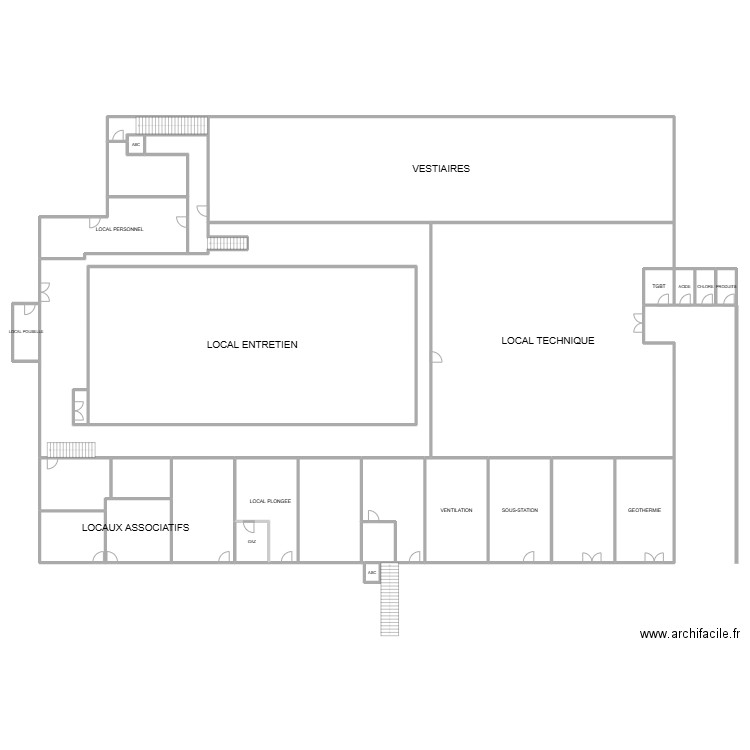 Piscine Fresnes Mesures. Plan de 30 pièces et 1892 m2