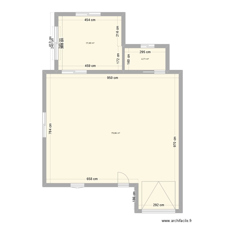 extention 1. Plan de 3 pièces et 102 m2