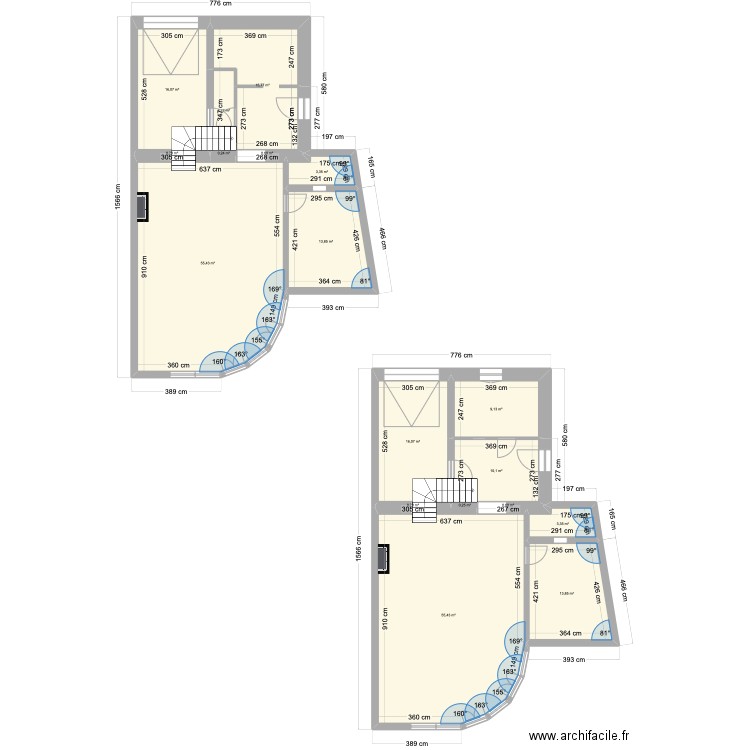 RDC. Plan de 18 pièces et 219 m2