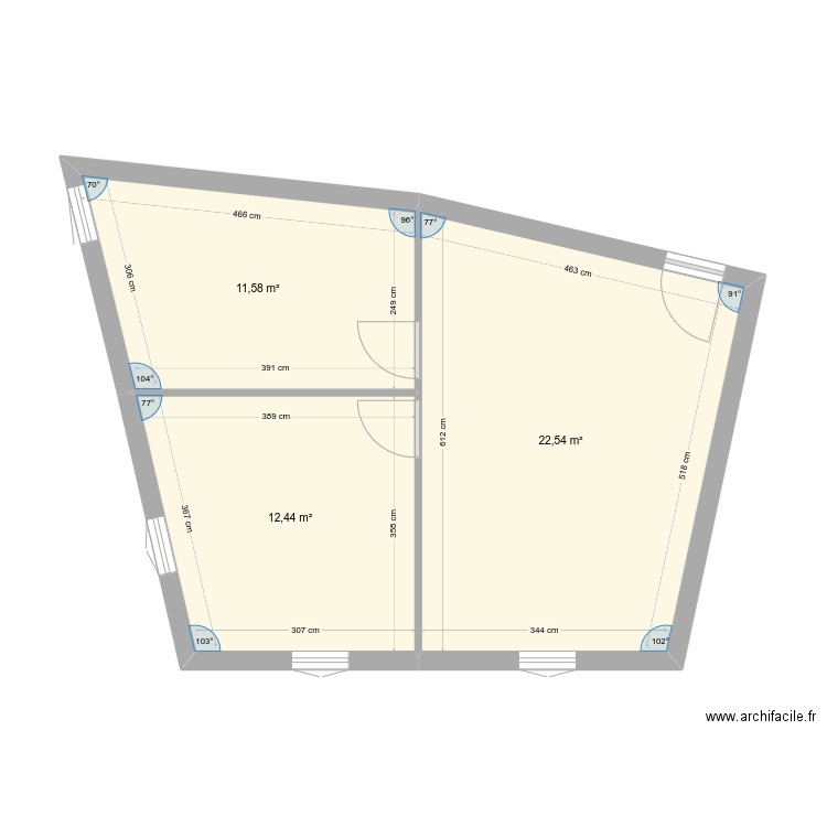 ET2. Plan de 3 pièces et 47 m2