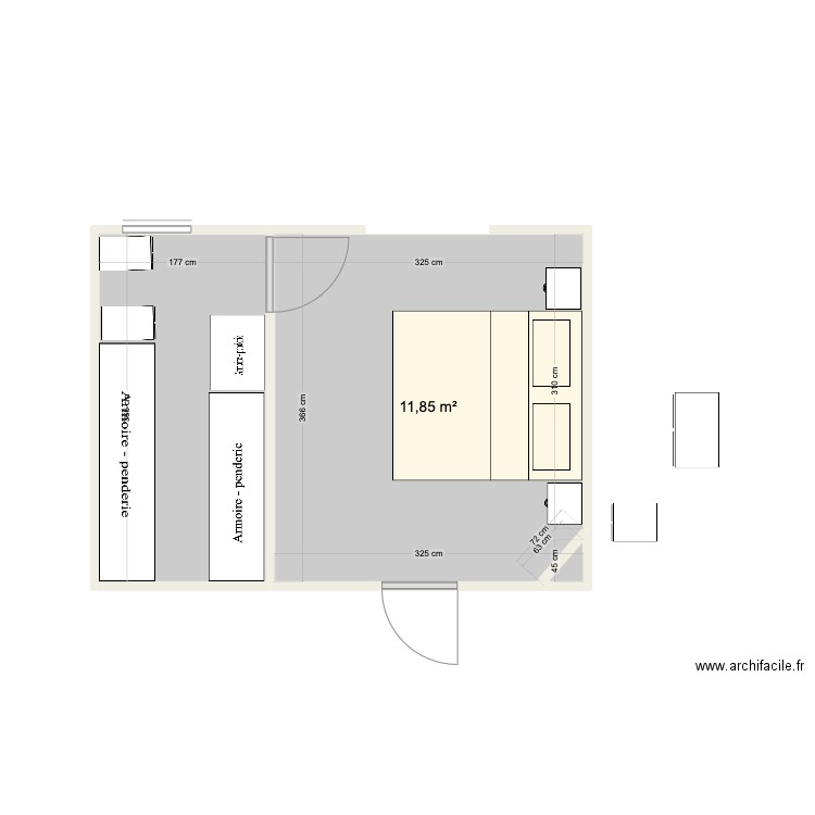 kaou. Plan de 2 pièces et 18 m2