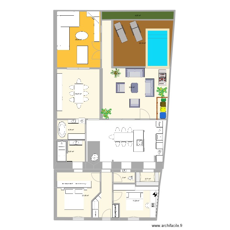 maison V13. Plan de 17 pièces et 183 m2