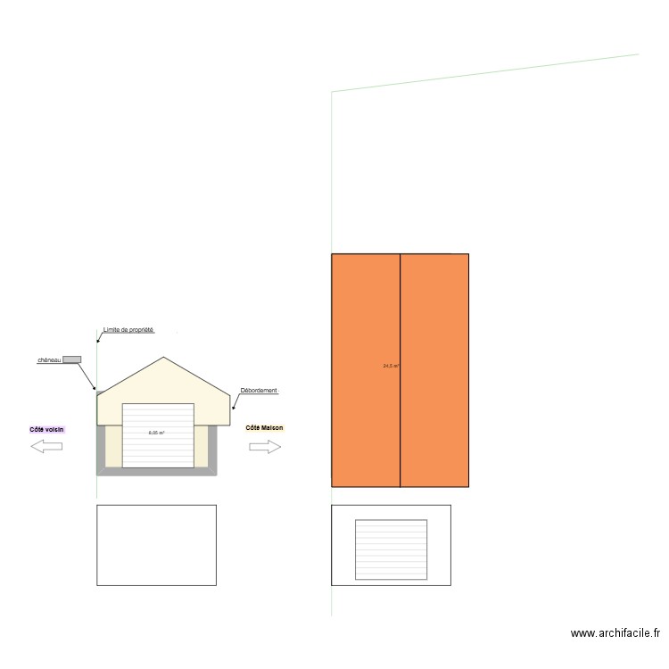 Garage v4 coupe. Plan de 2 pièces et 33 m2