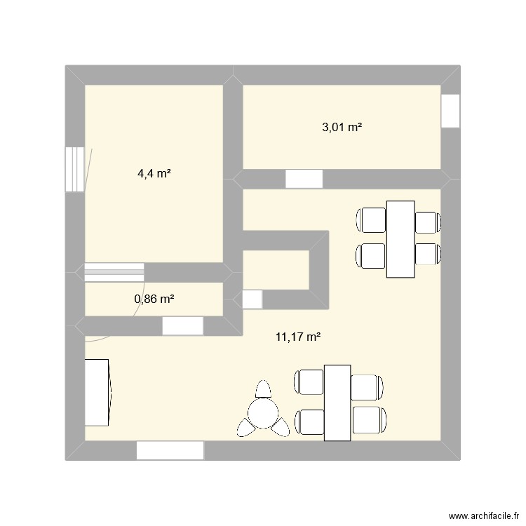 alemdar. Plan de 4 pièces et 19 m2