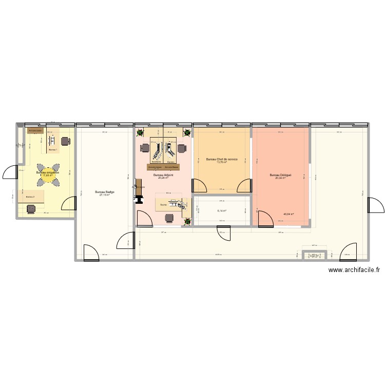 Bureau ADJ ter. Plan de 9 pièces et 153 m2