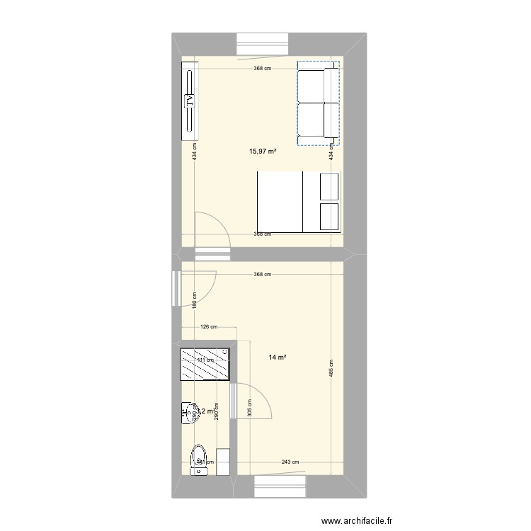 algrange renovation. Plan de 3 pièces et 33 m2