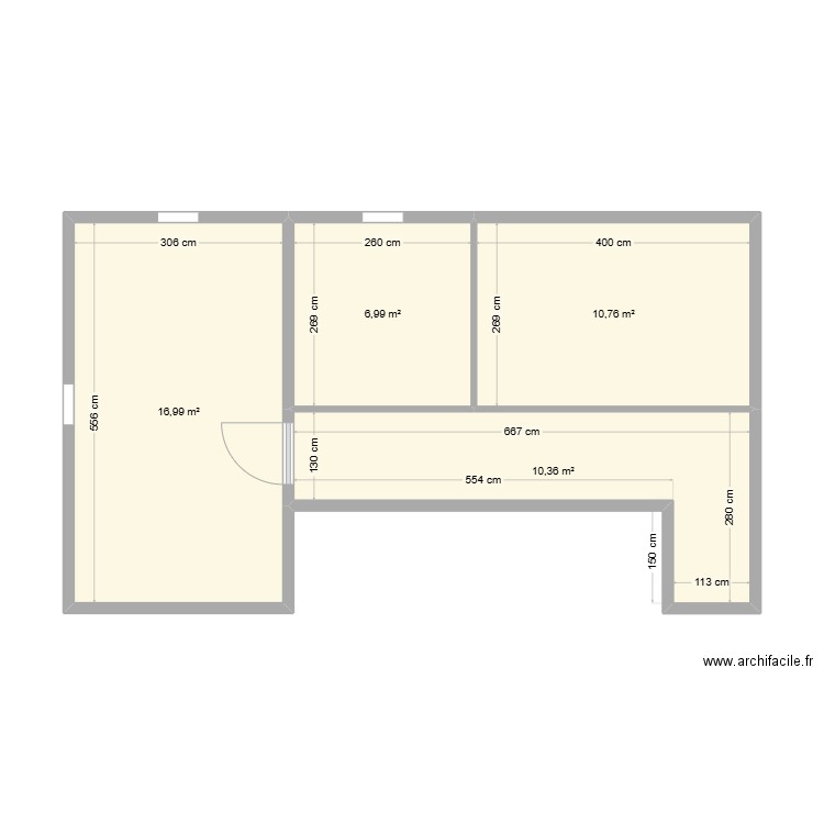 hassan safwen . Plan de 4 pièces et 45 m2