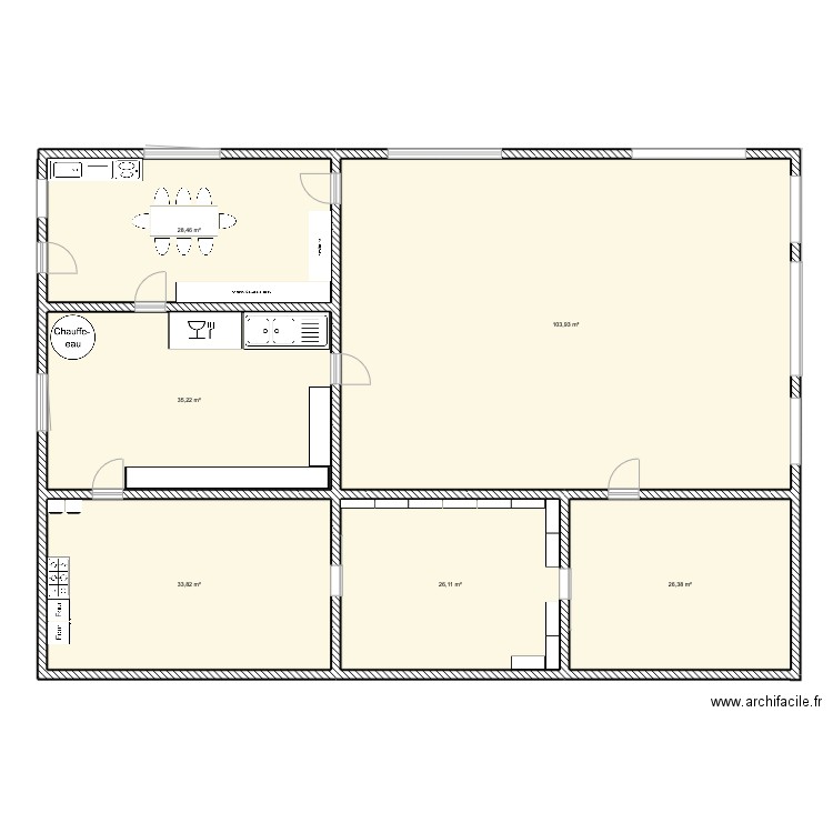 Plan de ma boucherie. Plan de 6 pièces et 254 m2