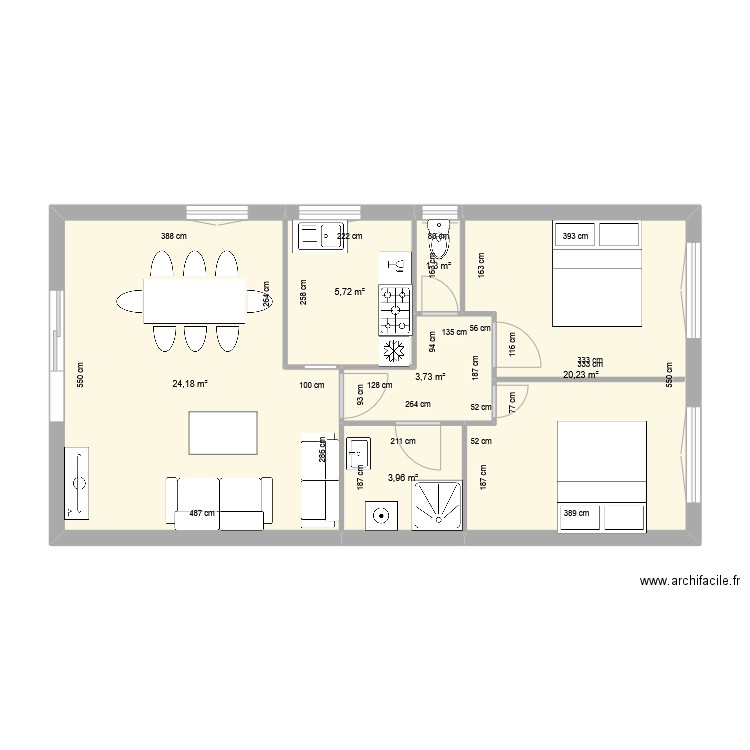 Carcans V1. Plan de 6 pièces et 59 m2