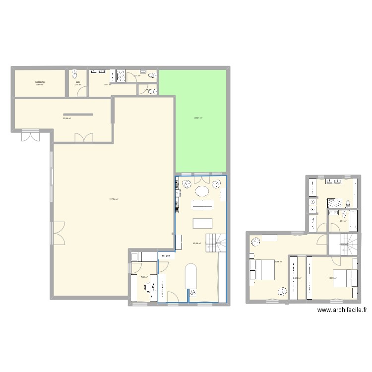 aucard 2. Plan de 16 pièces et 310 m2