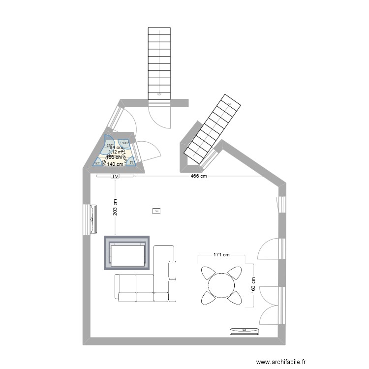 maison travaux 2024. Plan de 1 pièce et 1 m2