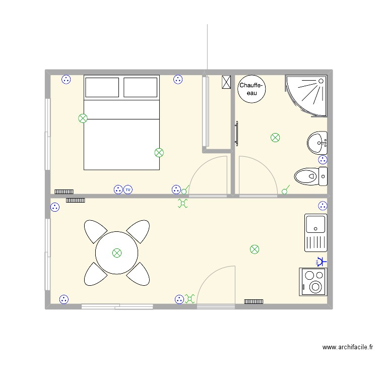 MICHEL Noël. Plan de 2 pièces et 27 m2