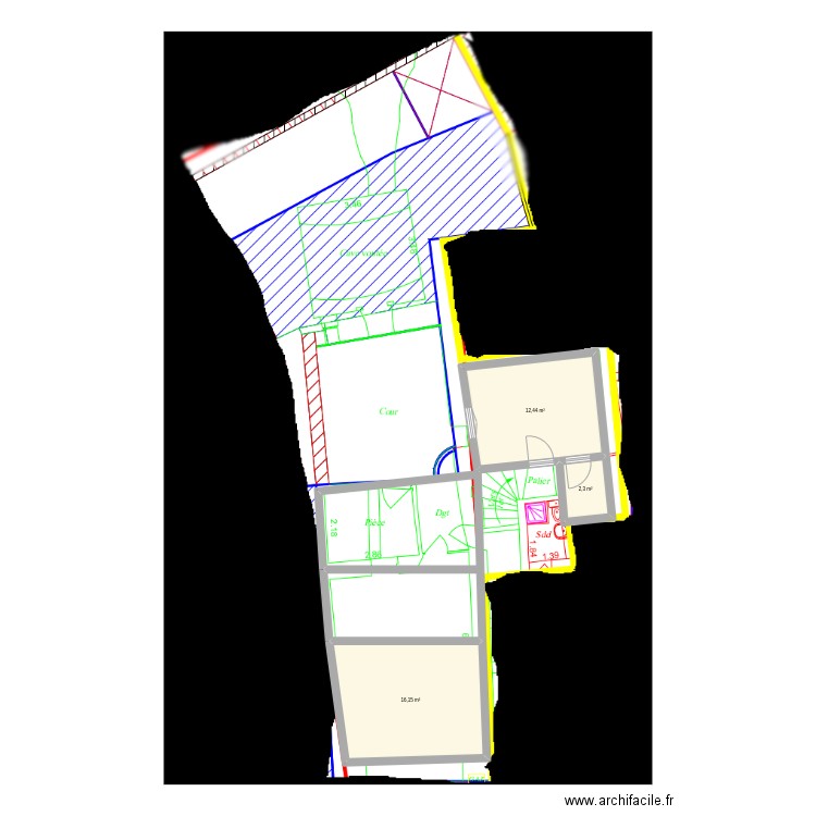 Meulan. Plan de 3 pièces et 31 m2