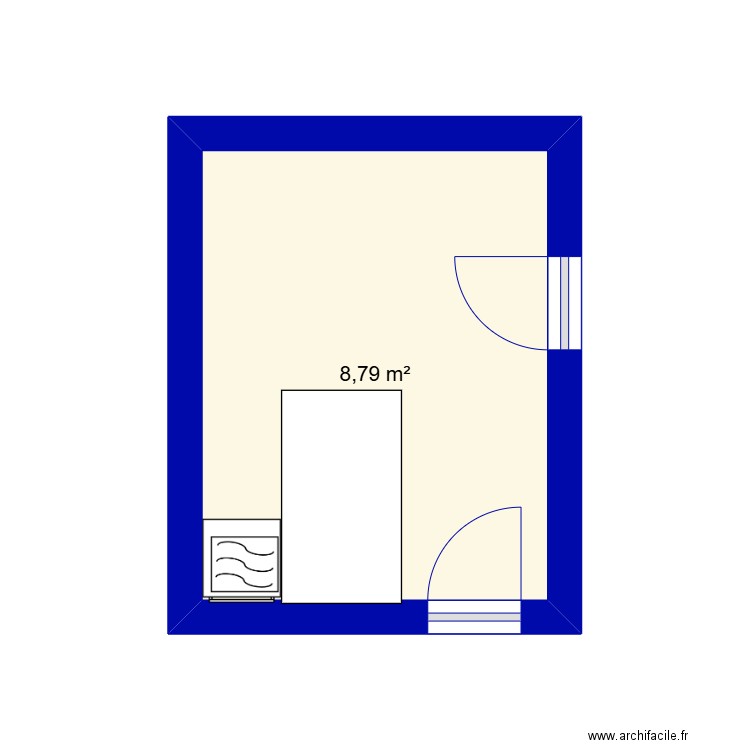 cuisine amance. Plan de 1 pièce et 9 m2