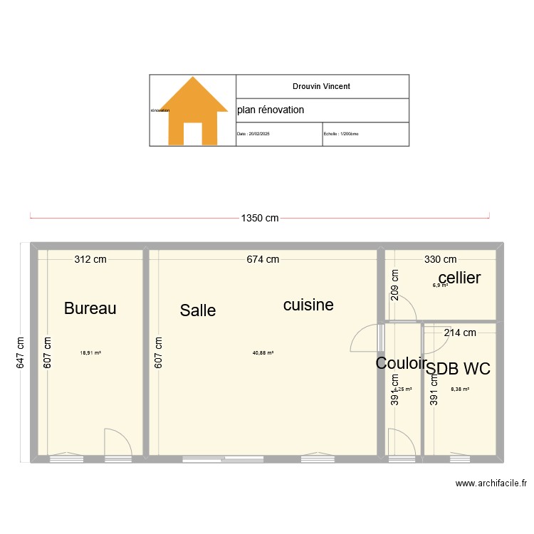 Drouvin Vincent. Plan de 5 pièces et 79 m2