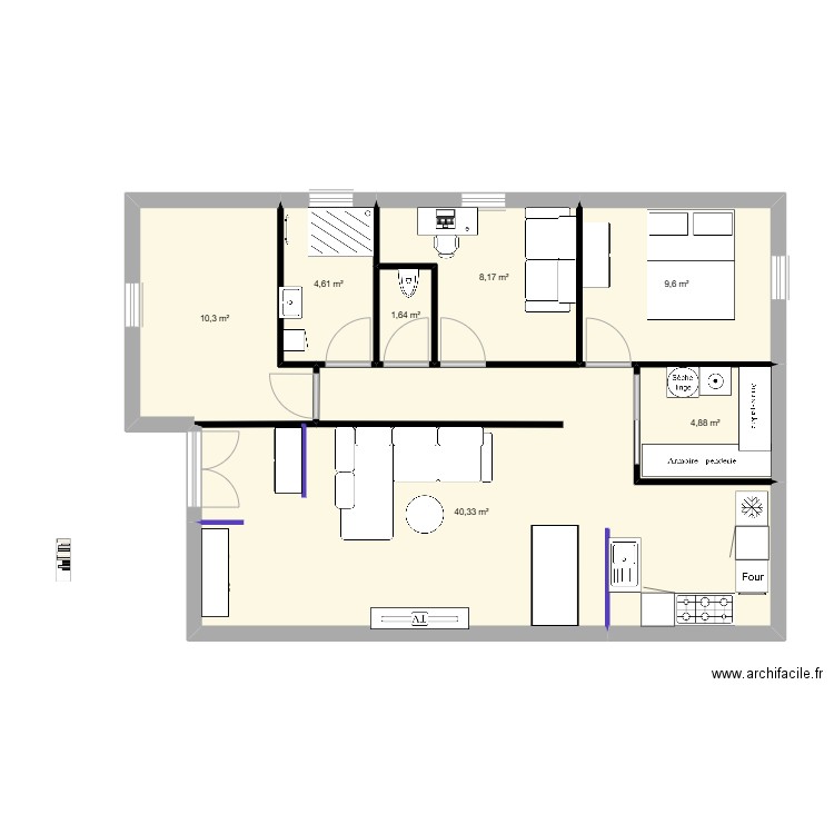 MAISON SIMPLE . Plan de 7 pièces et 80 m2